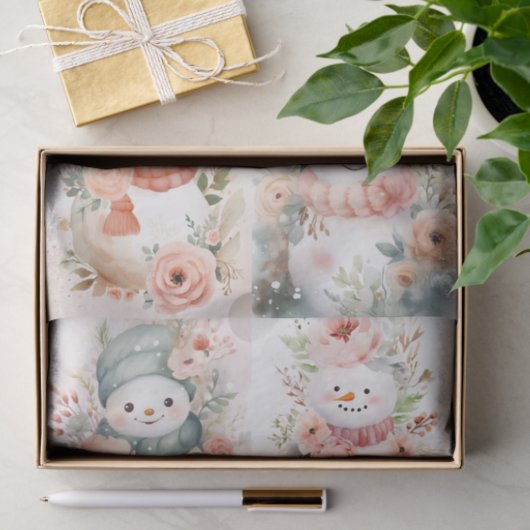 Shabby Chic Sneeuwman Collage 1 Decoupage papier (Geschenk)