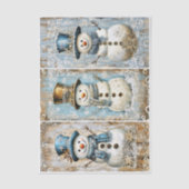 Shabby Chic Snowmen Blue Gold EL8R Decoupage Tissuepapier (Voorkant)