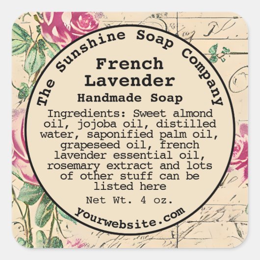 Shabby Chic  Soap Cosmetics Label - 3 (Voorkant)
