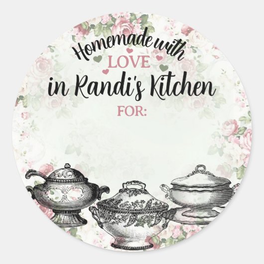Shabby chic soep terrines voedselgift label labels (Voorkant)