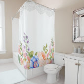 Shabby Chic Spring Peony Floral Lace Douchegordijn (In situ)