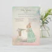 Shabby Chic Spring Rabbit Baby shower Invitation Kaart (Staand voorkant)