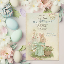 Shabby Chic Spring Rabbit Baby shower Invitation Kaart