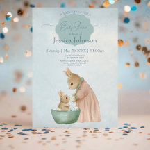 Shabby Chic Spring Rabbit Baby shower Invitation