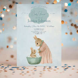 Shabby Chic Spring Rabbit Baby shower Invitation Kaart