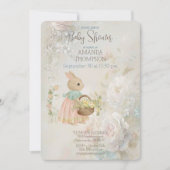 Shabby Chic Spring Rabbit Baby shower Invitation Kaart (Voorkant)
