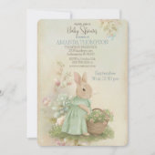 Shabby Chic Spring Rabbit Baby shower Invitation Kaart (Voorkant)