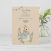 Shabby Chic Spring Rabbit Baby shower Kaart (Staand voorkant)