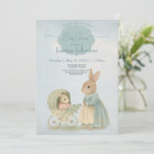 Shabby Chic Spring Rabbit Baby shower Kaart (Staand voorkant)