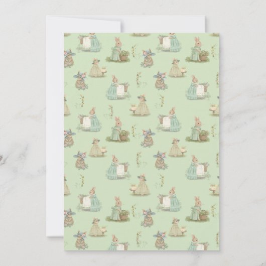 Shabby Chic Spring Rabbit Baby shower Kaart (Achterkant)