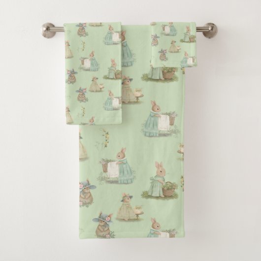 Shabby Chic Spring Rabbit Bad Handdoek (Insitu)