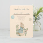Shabby Chic Spring Rabbit Birthday Kaart (Staand voorkant)