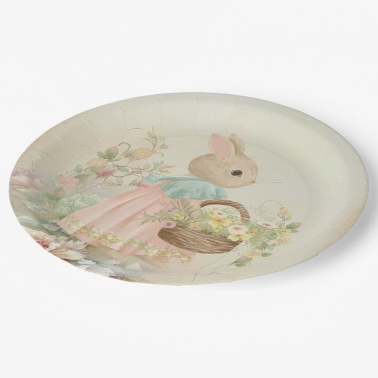 Shabby Chic Spring Rabbit Papieren Bordje (Gekanteld)