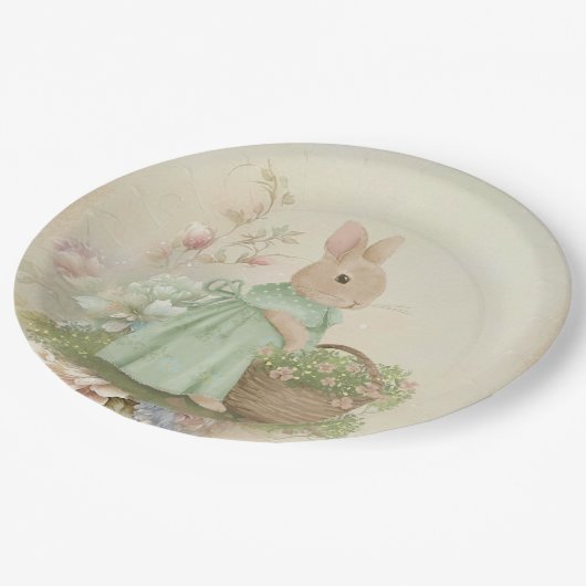 Shabby Chic Spring Rabbit Papieren Bordje (Gekanteld)