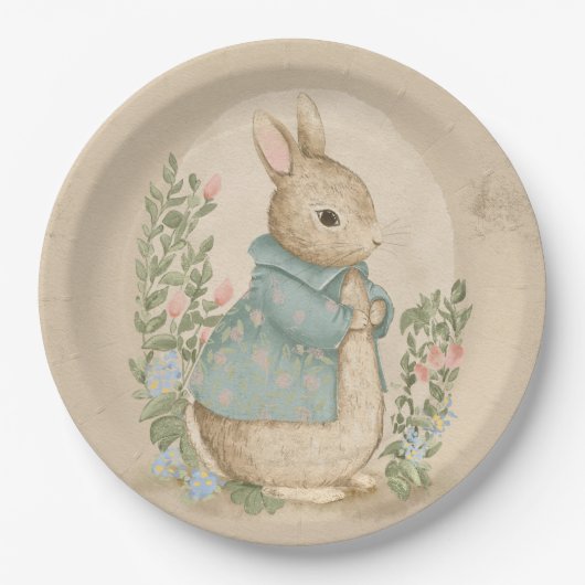 Shabby Chic Spring Rabbit Papieren Bordje (Voorkant)