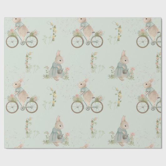 Shabby Chic Spring Rabbit Wrapping Paper Cadeaupapier (Vlak)
