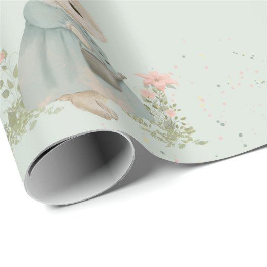Shabby Chic Spring Rabbit Wrapping Paper Cadeaupapier (Rol Hoek)