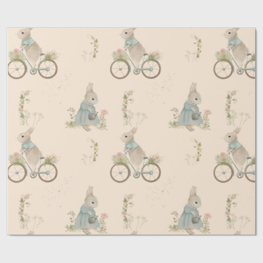 Shabby Chic Spring Rabbit Wrapping Paper Cadeaupapier (Vlak)