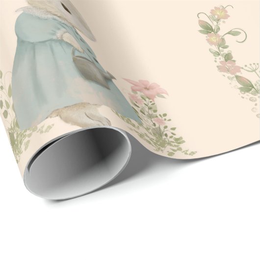 Shabby Chic Spring Rabbit Wrapping Paper Cadeaupapier (Rol Hoek)