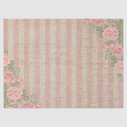 Shabby Chic Striped Floral Wedding Tissuepapier (Voorkant)