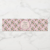 Shabby Chic Stripes en Blush Pink Roses Napkins Waterfles Etiket (Enkel label)