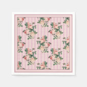 Shabby Chic Stripes en Blush Pink Roses Servet (Voorkant)