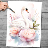 Shabby Chic Swan 1 Decoupage papier