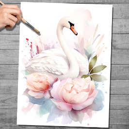 Shabby Chic Swan 1 Decoupage papier