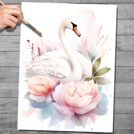 Shabby Chic Swan 1 Decoupage papier