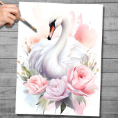 Shabby Chic Swan 4 Decoupage Papier