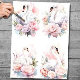 Shabby Chic Swan Collage 1 Decoupage papier