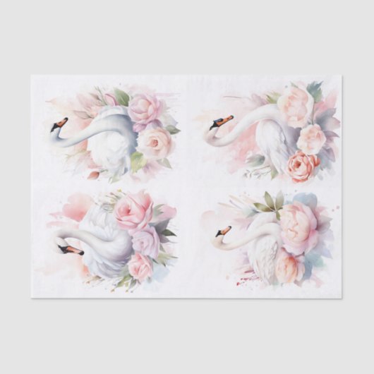 Shabby Chic Swan Collage 1 Decoupage papier (Voorkant)