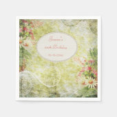 Shabby Chic Sweet 100th Birthday en wilde bloemen Servet (Voorkant)