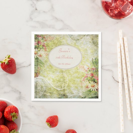 Shabby Chic Sweet 70th Birthday en wilde bloemen Servetten (Insitu)