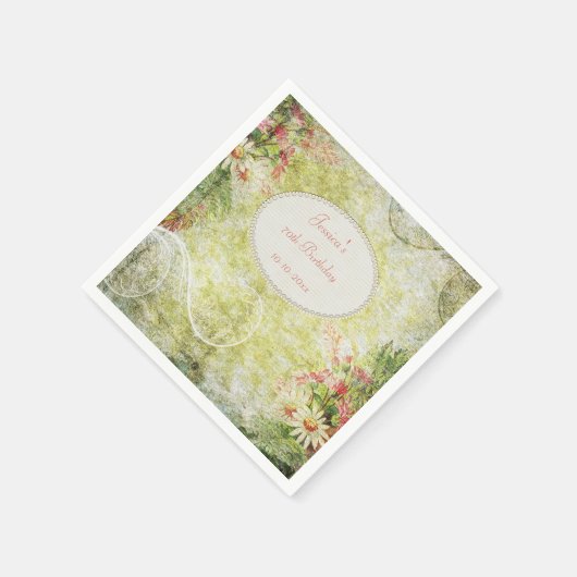 Shabby Chic Sweet 70th Birthday en wilde bloemen Servetten (Hoek)