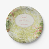 Shabby Chic Sweet 70th Birthday & Wildbloemen Papieren Bordje (Voorkant)