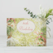 Shabby Chic Sweet 80th Birthday en wilde bloemen Kaart (Staand voorkant)