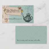 shabby chic tea  borrelen teapotkroon visitekaartje (Voorkant / Achterkant)