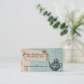 shabby chic tea  borrelen teapotkroon visitekaartje (Staand voorkant)