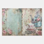 Shabby Chic Tea Florals Luxe Aesthetics Inpakpapier Vel (Voorkant 2)