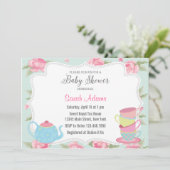 Shabby Chic Tea Party Baby shower uitnodiging (Staand voorkant)