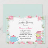 Shabby Chic Tea Party Baby shower uitnodiging (Voorkant / Achterkant)