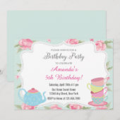 Shabby Chic Tea Party Birthday Invitation Kaart (Voorkant / Achterkant)