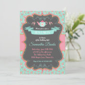 Shabby Chic Tea Party uitnodiging |  partij (Staand voorkant)