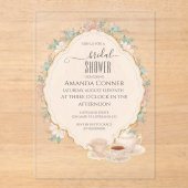 Shabby chic Tea Party Vrijgezellenfeest Acryl Uitnodigingen (Voorkant)