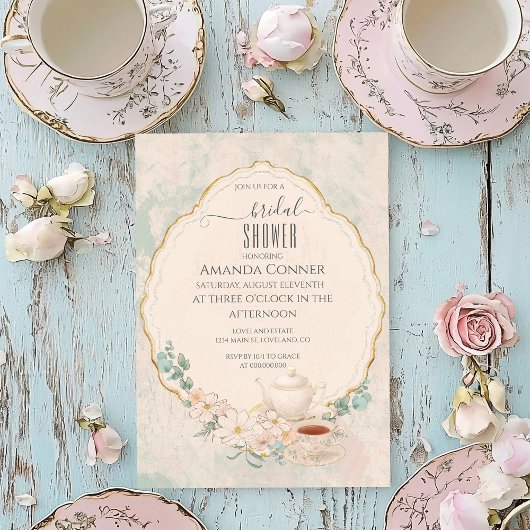 Shabby chic Tea Party Vrijgezellenfeest Kaart