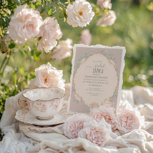 Shabby chic Tea Party Vrijgezellenfeest Kaart