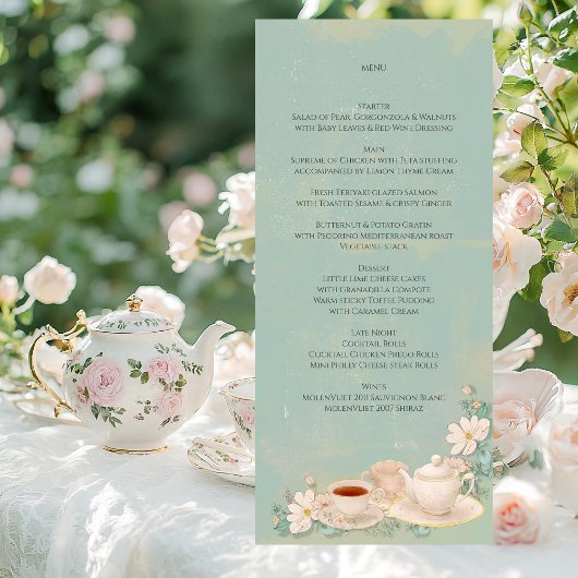 Shabby chic Tea Party Vrijgezellenfeest Menu