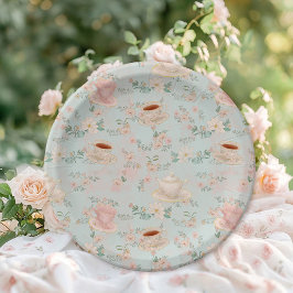 Shabby chic Tea Party Vrijgezellenfeest Papieren Bordje