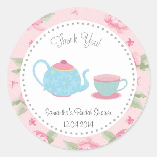 Shabby Chic Tea Party Vrijgezellenfeest Sticker (Voorkant)